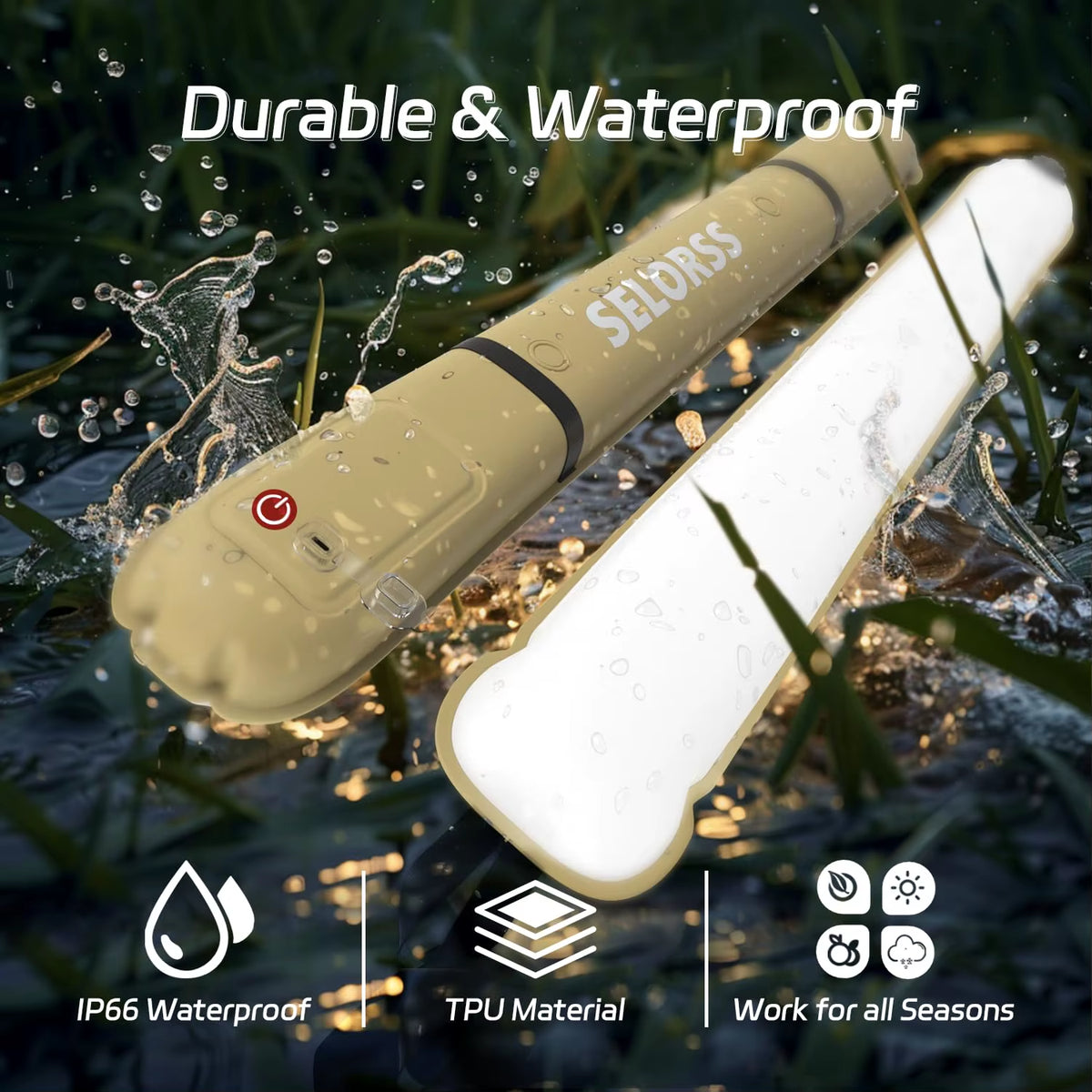 SELORSS Rechargeable Waterproof 2000mAh Portable Camping Spotlight and Tent Lamp for Outdoor Work and Repair Lighting