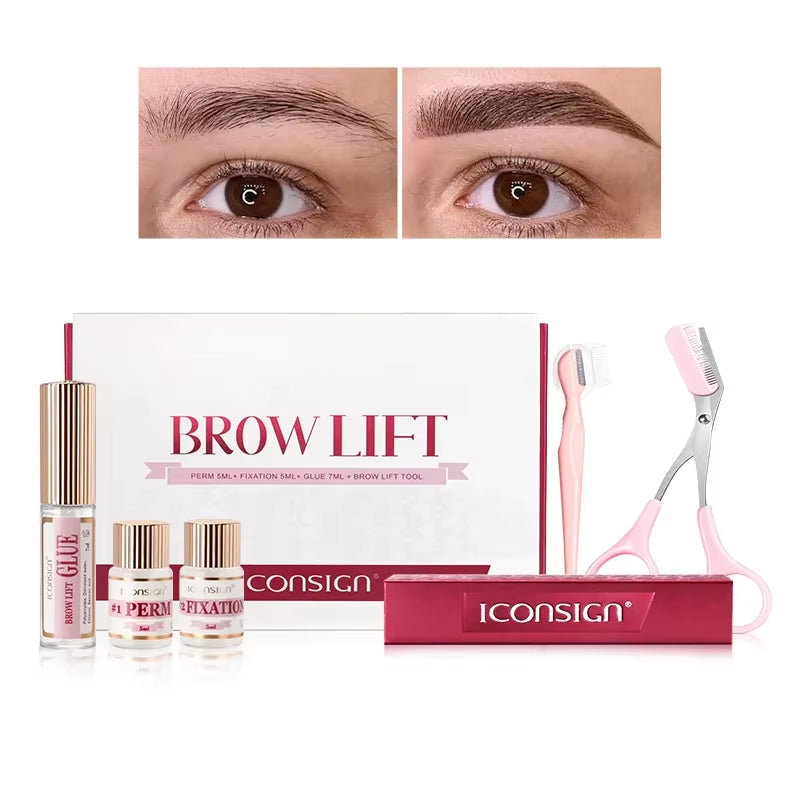 Professional DIY Eyebrow Perming Kit - ICONSIGN Brow Lamination Set for Home Use, Lasts 45-60 Days