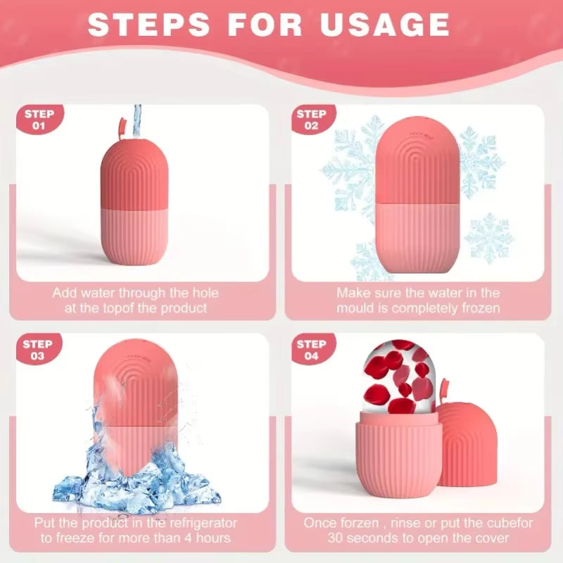 Professional Reusable Pink Silicone Cooling Eye Massager - Gentle Facial Roller for Daily Skin Care and Relaxation