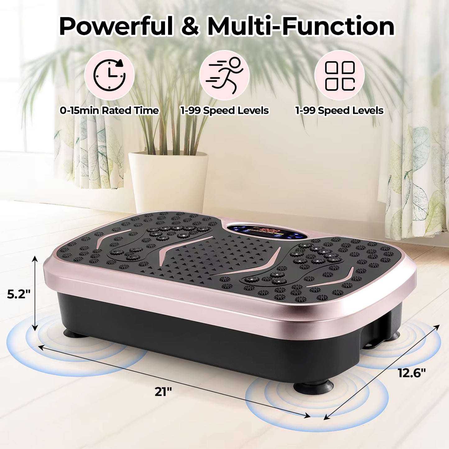 Vibration Plate Exercise Machine - Whole Body Workout Vibration Fitness Platform W/ Loop Bands - Home Training Equipment