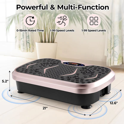 Vibration Plate Exercise Machine - Whole Body Workout Vibration Fitness Platform W/ Loop Bands - Home Training Equipment