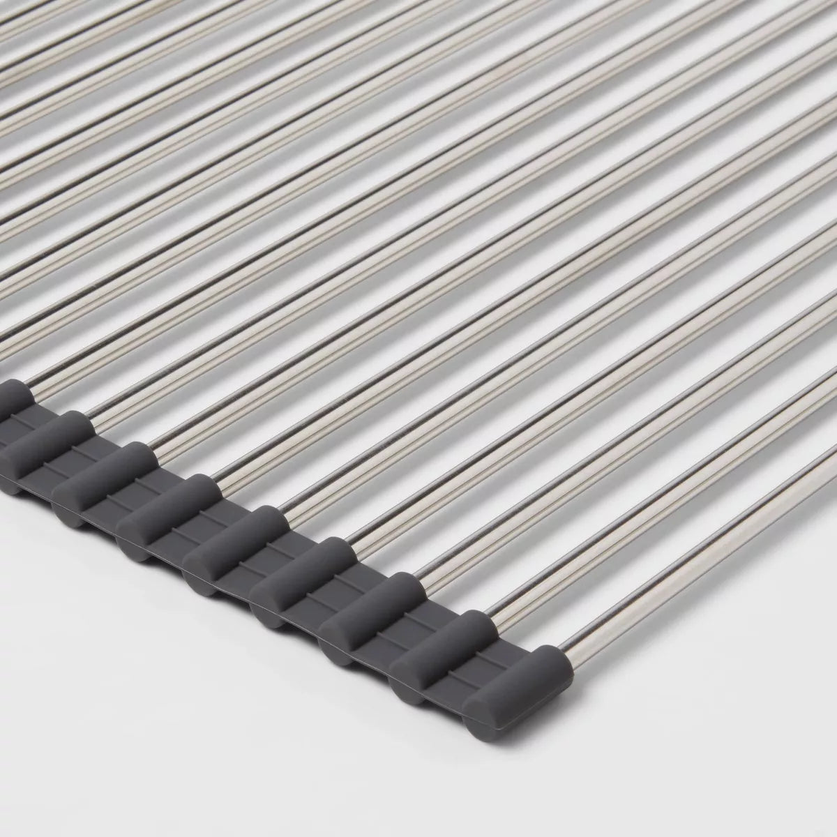 Over-the-Sink Roll-Away Dish Drainer - Stainless Steel Drying Rack Mat, 20.5" x 13