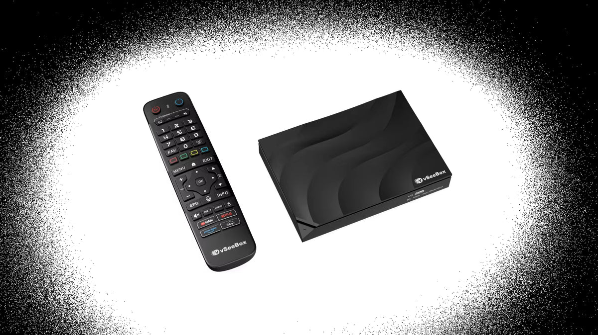 Vseebox V6 Max 2026 - Latest Model, Android 14, 4GB RAM, 64GB Storage, Voice Control, Wi-Fi 6, Parental Control, 8K HDMI, Complete Kit with Remote, HDMI Cable, Power Adapter, and Setup Guide