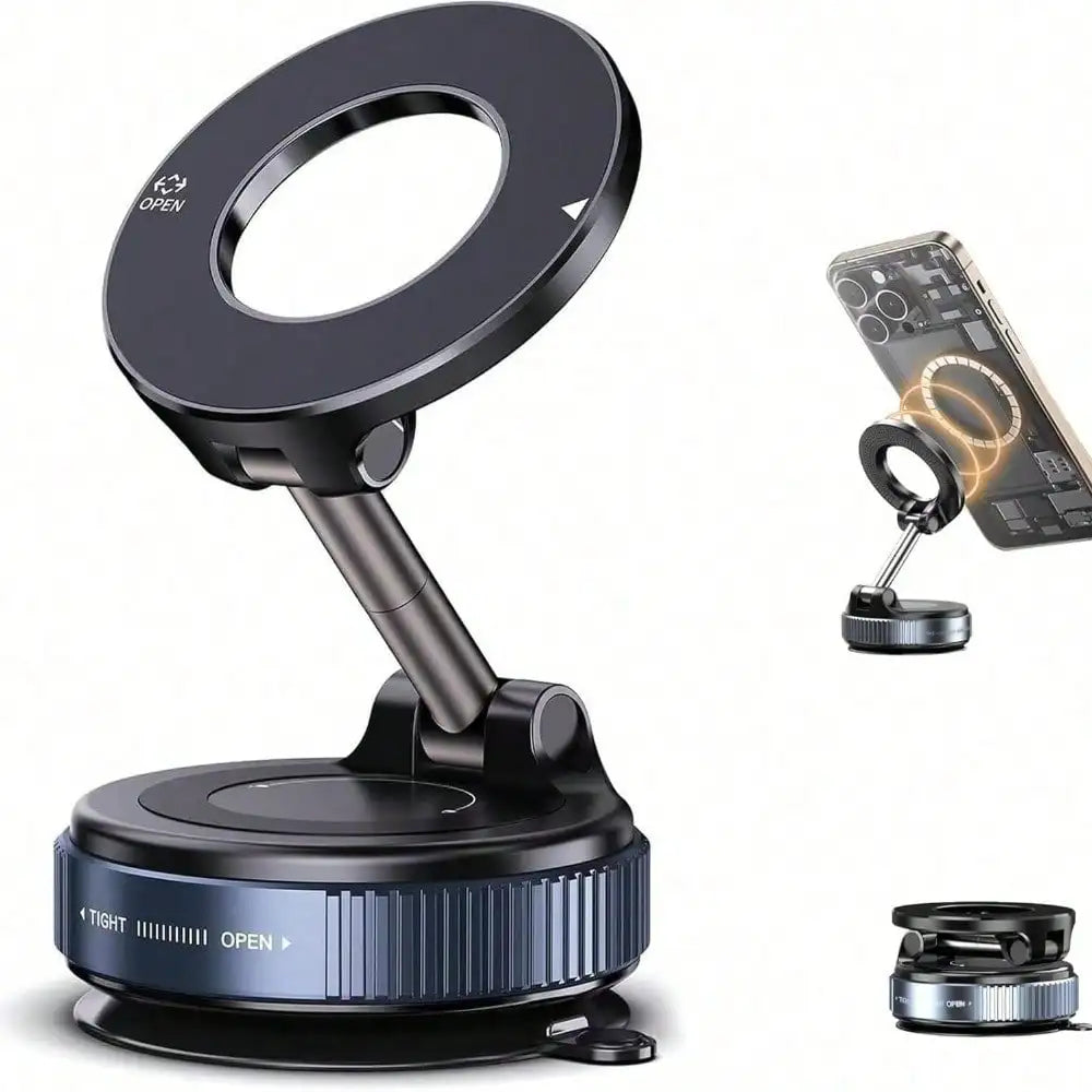 Upgraded 360° Nano Gel Vacuum Magnetic Phone Holder for Car - Suction Cup Mount Compatible with iPhone 17 Pro Max