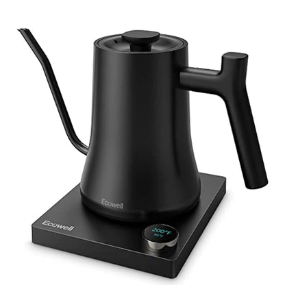 Gooseneck Electric Kettle, Gooseneck Kettle Electric Water Kettle Stainless Steel with Temperature Control, Pour over Kettle for Coffee and Tea, 1200W Quick Heating, 0.8L, Matte Black