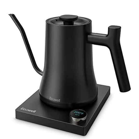 Gooseneck Electric Kettle, Gooseneck Kettle Electric Water Kettle Stainless Steel with Temperature Control, Pour over Kettle for Coffee and Tea, 1200W Quick Heating, 0.8L, Matte Black
