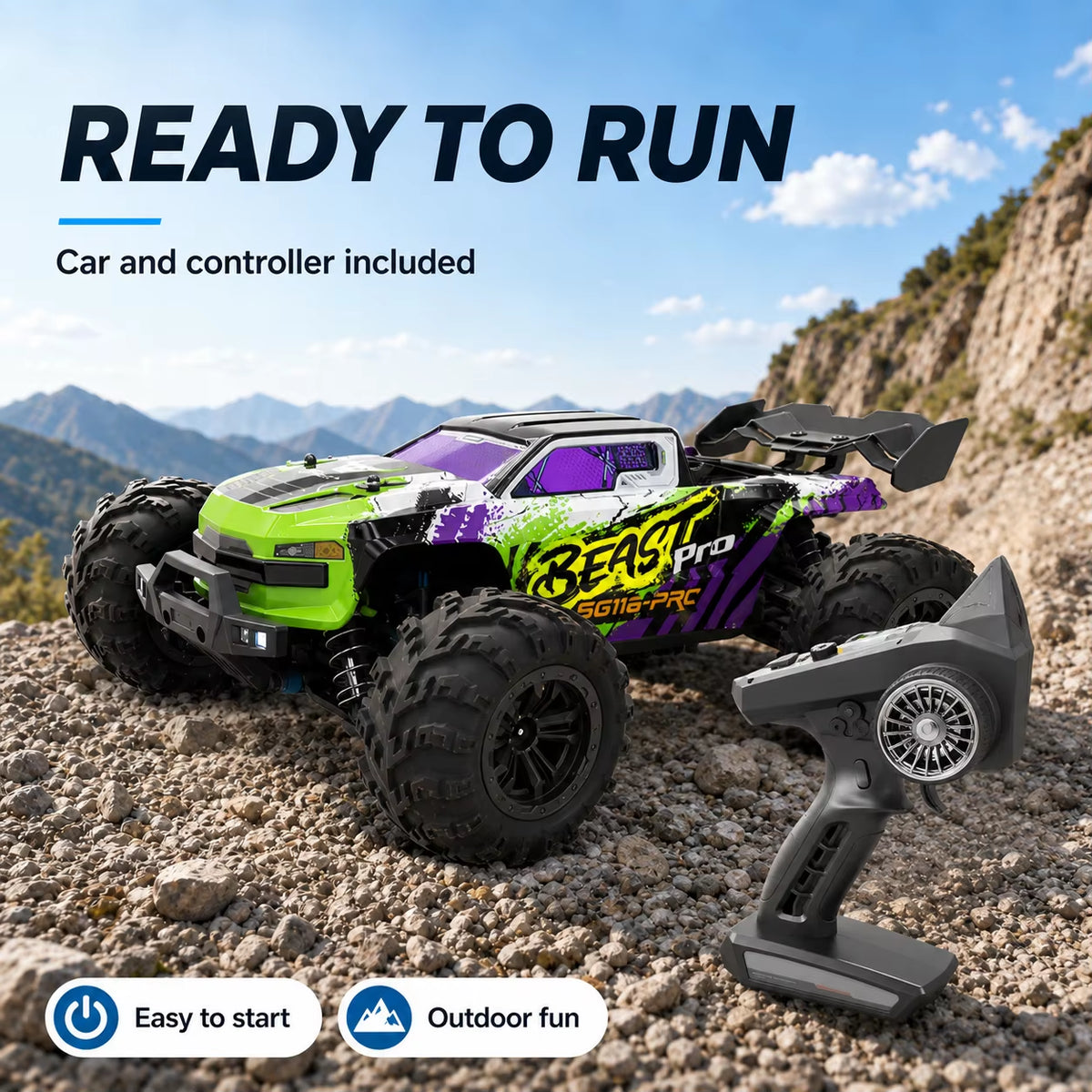ZNLYRION 1:16 Scale RC Off-Road Buggy with Optional Brushless Motor and 4WD - SG116MAX PRO Remote Control Racing Truck with Anti-Slip Tires
