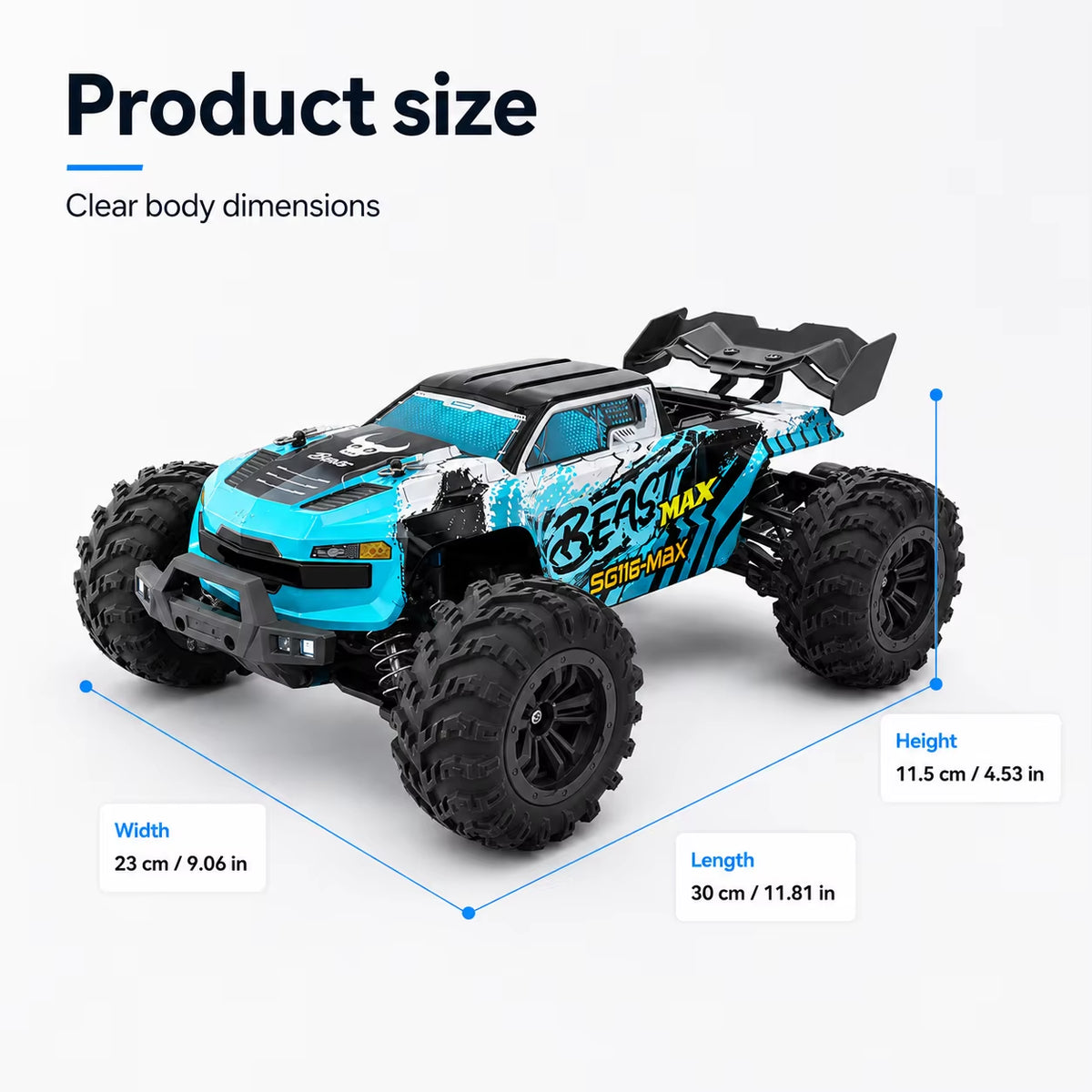 ZNLYRION 1:16 Scale RC Off-Road Buggy with Optional Brushless Motor and 4WD - SG116MAX PRO Remote Control Racing Truck with Anti-Slip Tires