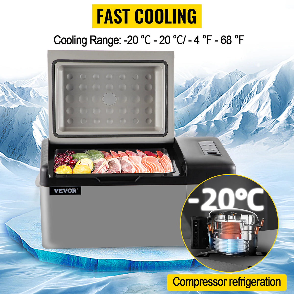 Succebuy Portable Compressor Car Refrigerator and Freezer (15L - 55L) for Camping and Travel, DC 110-240V Ice Box