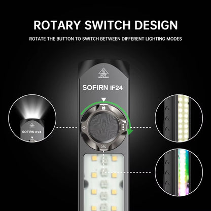 IF24 RGB Light SST40 2000Lm Powerful LED Flashlight 5V 2A 18650 USB C Rechargeable Torch IP66 Waterproof with Magnetic