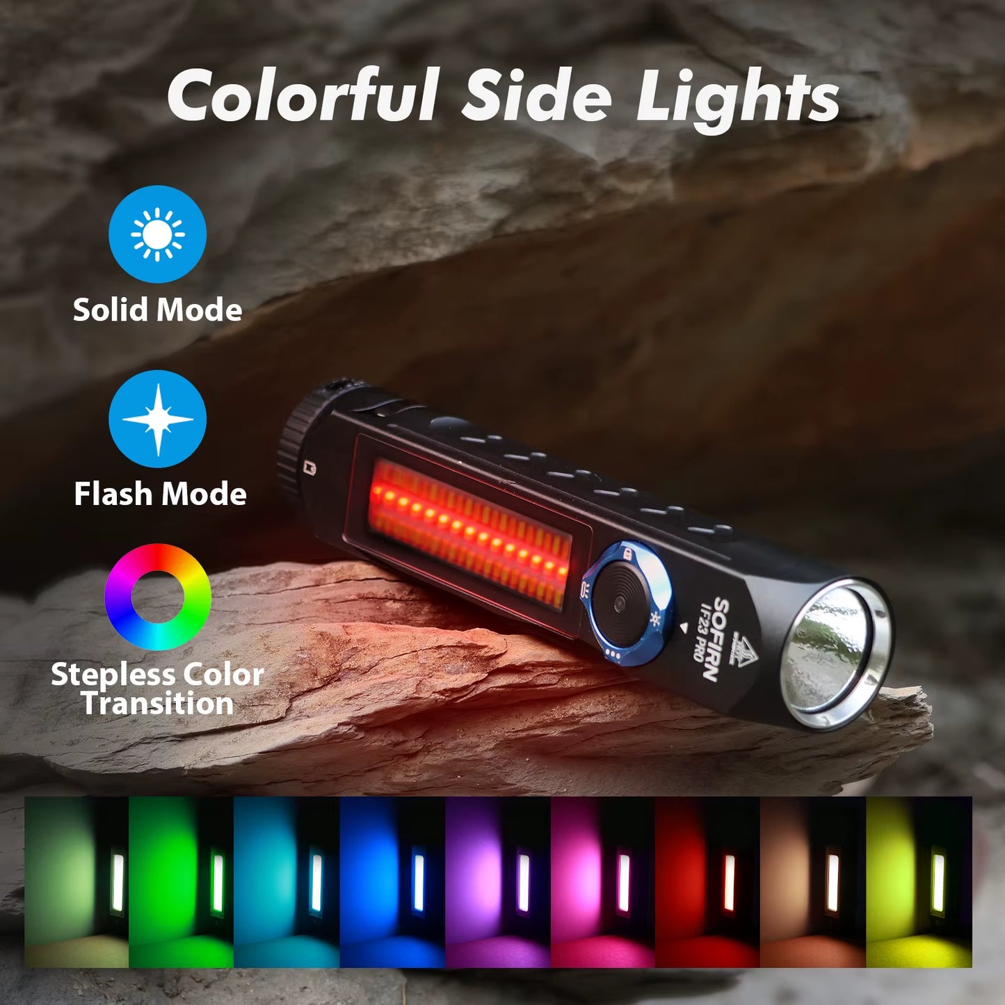 IF23 PRO 5000Lm Flashlight XHP70B Led Rechargeable USB C Super Bright EDC Torch with RGB Magnet for Outdoor Emergency