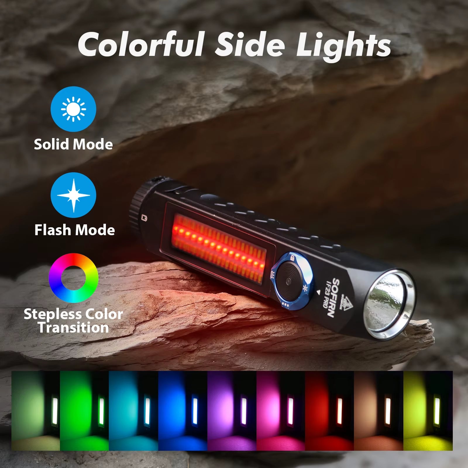 IF23 PRO 5000Lm Flashlight XHP70B Led Rechargeable USB C Super Bright EDC Torch with RGB Magnet for Outdoor Emergency