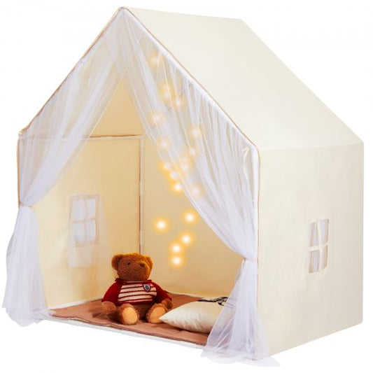  Kids Play Tent, Kids Tent for Kids 1-5 Years Old, Toddler Tent with Mat and Tent Lamp, Beige