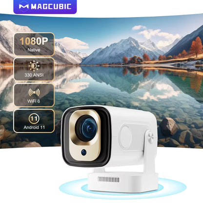 HY310 Auto Focus Projector 1080P Native 4K 330ANSI Android 11 Wifi6 BT5.4 Mini Outdoor Movie Projector with Air Mouse