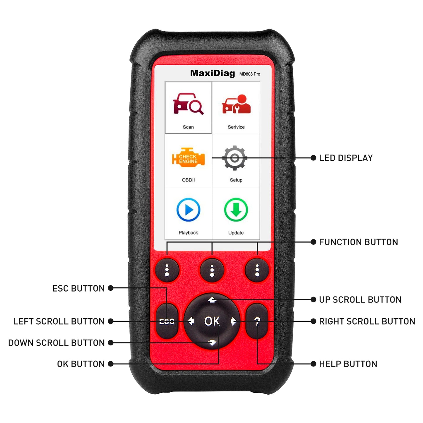 Autel Maxidiag Md808Pro OBD2 Car Diagnostic Scanner Automotive Code Reader OBDII Full System Diagnosis 7 Services