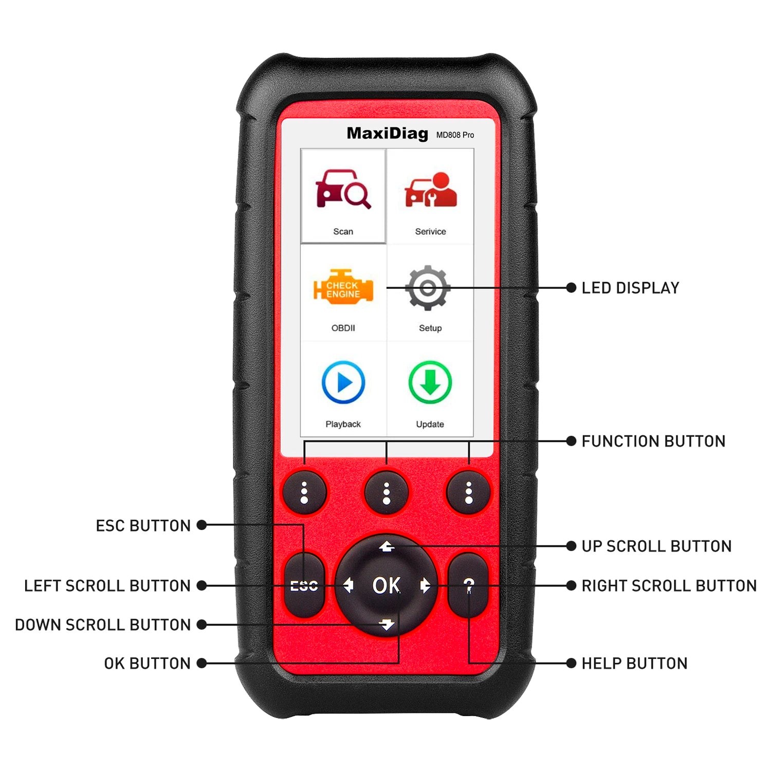 Autel Maxidiag Md808Pro OBD2 Car Diagnostic Scanner Automotive Code Reader OBDII Full System Diagnosis 7 Services