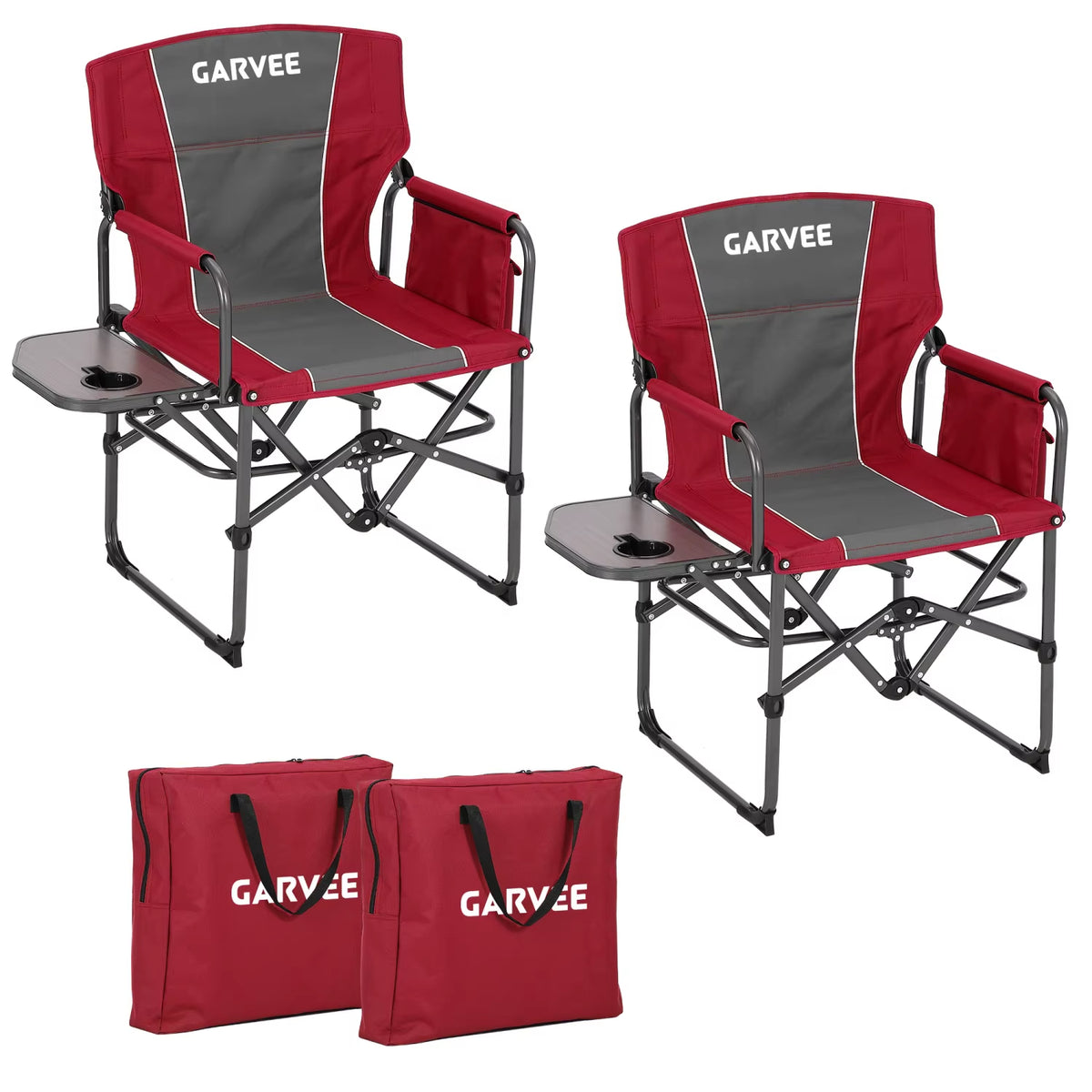 Oversized Heavy-Duty Folding Directors Chair for Adults - Available in 1 or 2 Pack, 400 lbs Capacity, Portable Camping Chair with Side Table, Cup Holder, and Side Pocket for Camping, Beach, Garden, and RV Use