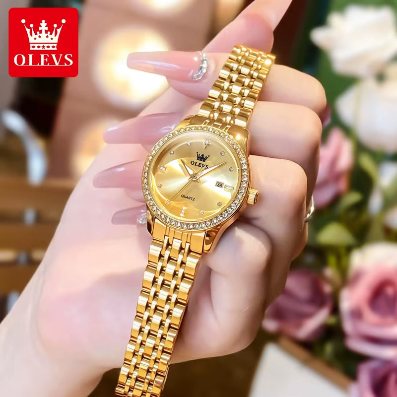 Luxury Brand Women'S Watches Elegant Gold Fashion Quartz Watch Luminous Versatile Waterproof Female Authentication Watch