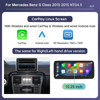 Linux Touchscreen GPS System for Mercedes Benz G-Class W463 (2013-2018) with Wireless CarPlay, Android Auto, and AirPlay Mirroring