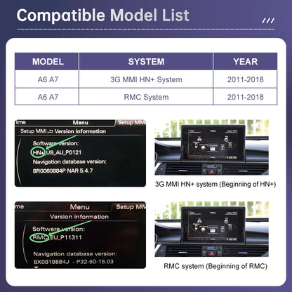 12.3" Linux Multimedia Display for Audi A6 C6 and A7 C7 (2011-2018) with Wireless CarPlay, Android Auto, and AirPlay Integration