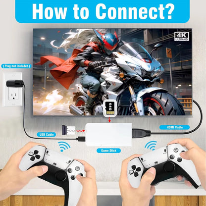 M15 4K Game Stick TV Video Game Console 64G Built-In 20000 Games Retro Handheld Game Player with Wireless Gamepad Controller