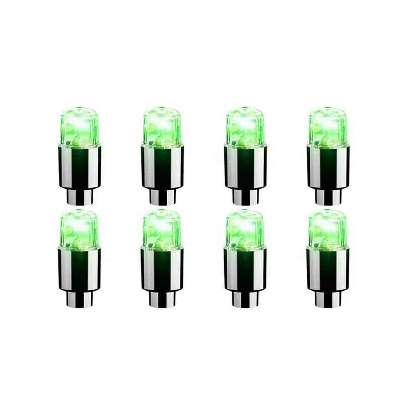 Durable Tire Valve Cap Lights - 2/4/8 Pack for Cars, Motorcycles, and Bicycles