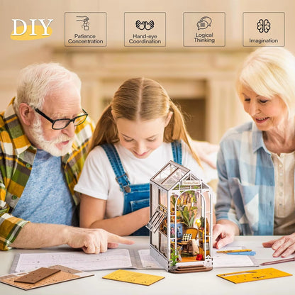 Robotime Rolife DIY Book Nook Wooden Miniature Doll House for Bookshelf Insert Furniture