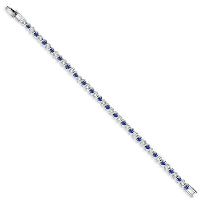 925 Sterling Silver Tennis Bracelet Sapphire Gemstone Blue Stone Bangle for Women Engagement Wedding Fine Jewelry Gift USA Stock