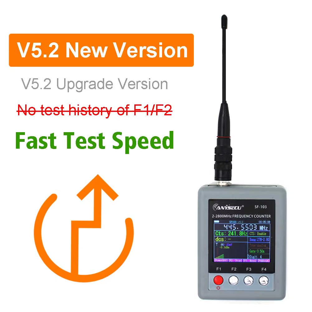 Anysecu SF103 2Mhz-200Mhz / 27Mhz -2800Mhz Portable Frequency Counter CTCCSS/DCS Testable, DMR Digital Signal Meter SF-103