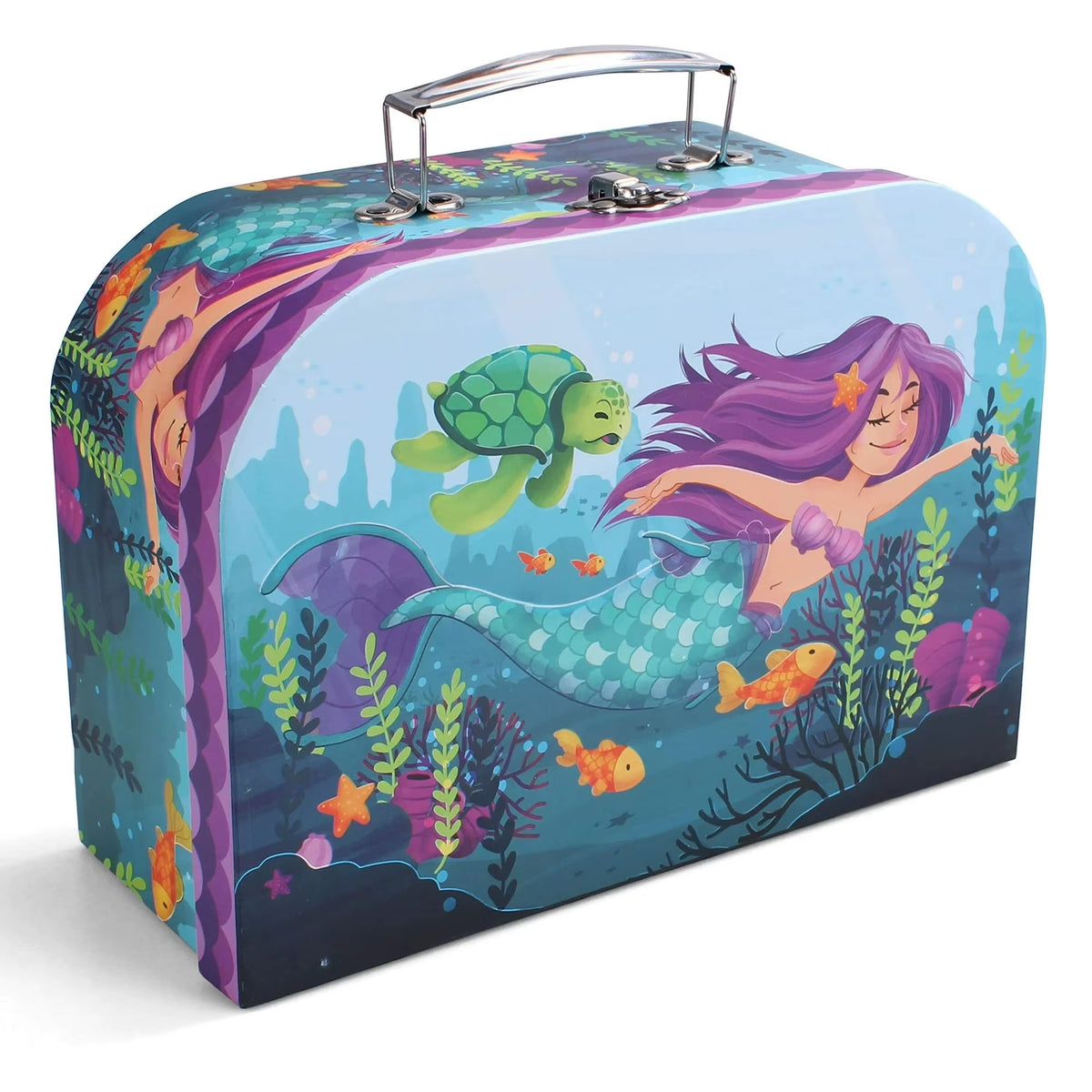 Mermaid-Themed Tea Party Set for Girls - Pretend Play Tin Teapot Kitchen Toy for Toddlers Ages 2 to 6