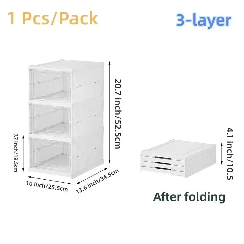 6 Layers Shoes Box Foldable Transparent Sneaker Shoe Storage Organizers Box Stackable Dustproof High-Top Cabinet Shoe Rack Shelf