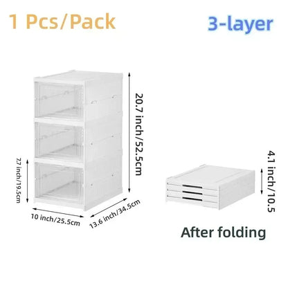 6 Layers Shoes Box Foldable Transparent Sneaker Shoe Storage Organizers Box Stackable Dustproof High-Top Cabinet Shoe Rack Shelf