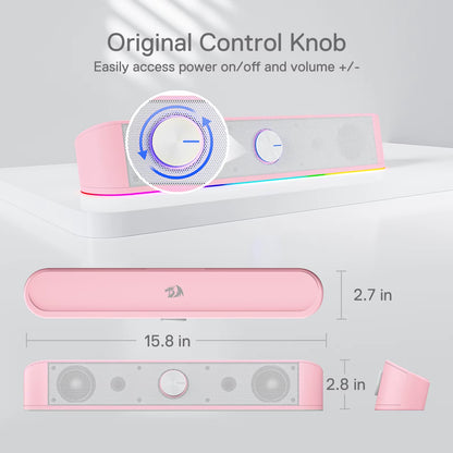 GS560 RGB Desktop Soundbar, 2.0 Channel Computer Speaker with Dynamic RGB Audio