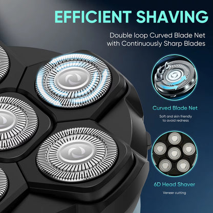 Solimpia 6D Magnetic Electric Razor for Men - High-Speed Hypoallergenic Head Shaver for Effortless Bald Shaving