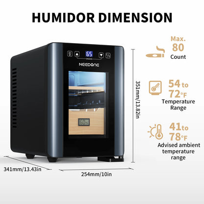 Electric Cigar Humidor 8L with Heating and Cooling Quiet Control System Thermostatic Cooler Cabinet Humidor Box with Spanish Cedar Wood Shelves & Drawer with Hygrometer Gift for Men