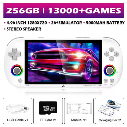 128G 256G  Smart Pro Handheld Game Console 4.96''IPS Screen Linux System Joystick RGB Lighting Retro Video Game Player NEW