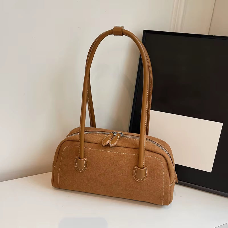  Women Shoulder Bag Multi Pocket Underarm Bag Faux Suede Tote Purse Zipper Satchel Bag Designer Brand Ladies Shoulder Bag