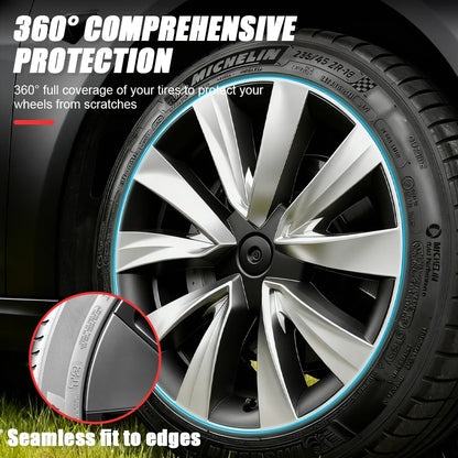 4-Piece Hub Cap Set for Tesla Model 3 - 18 Inch Wheel Cap Replacement and Full Rim Cover Accessories (2018-2023)