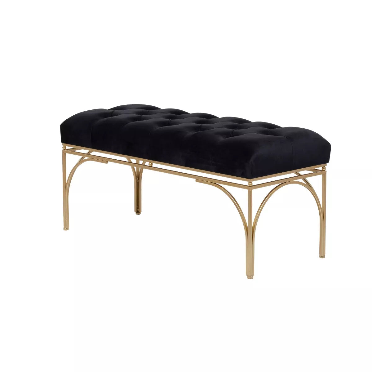 Rectangular Glam Velvet Bench -Black