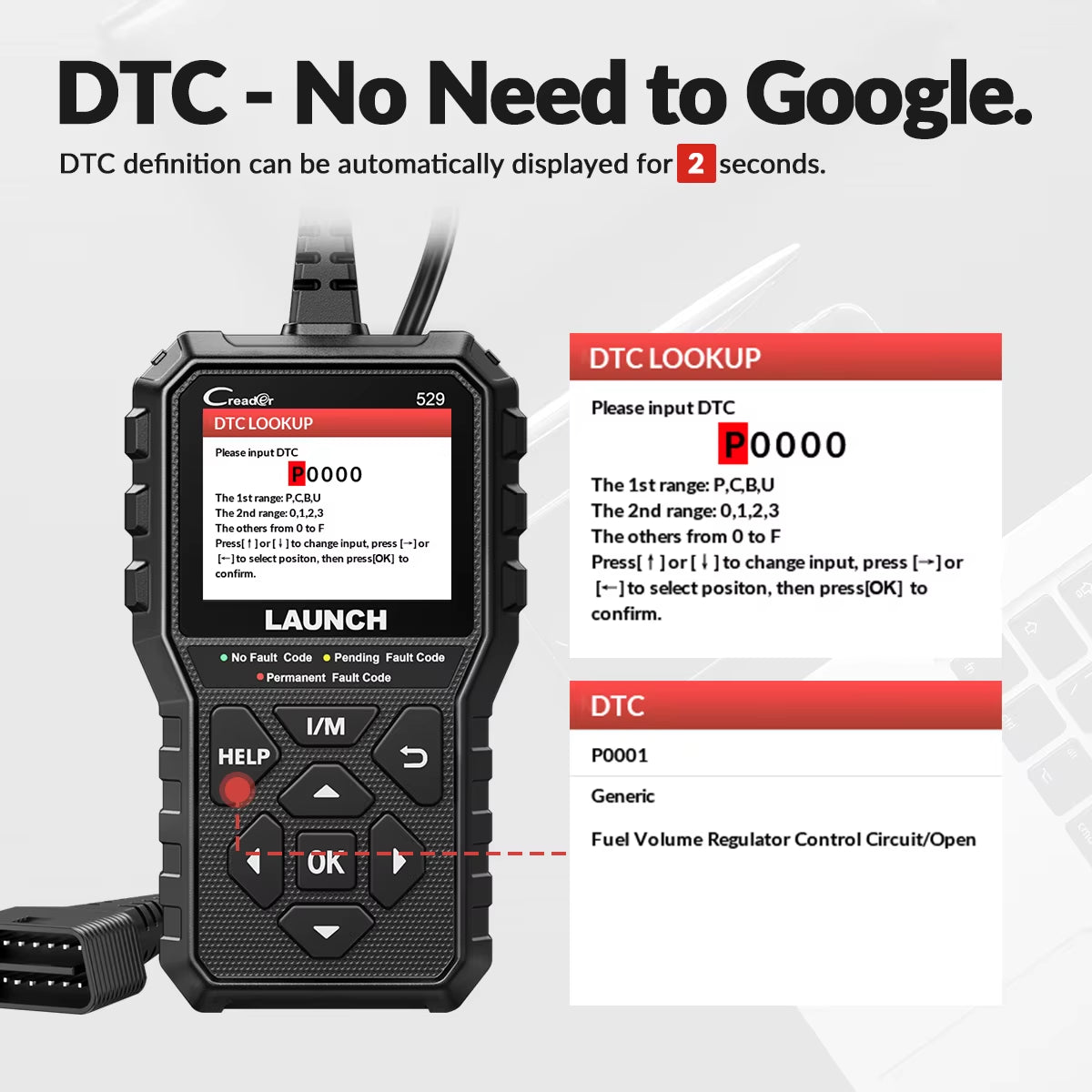 LAUNCH Creader 529 OBD2 Scanner - Professional Automotive Diagnostic Tool for Fault Code Reading and OBDII Scanning