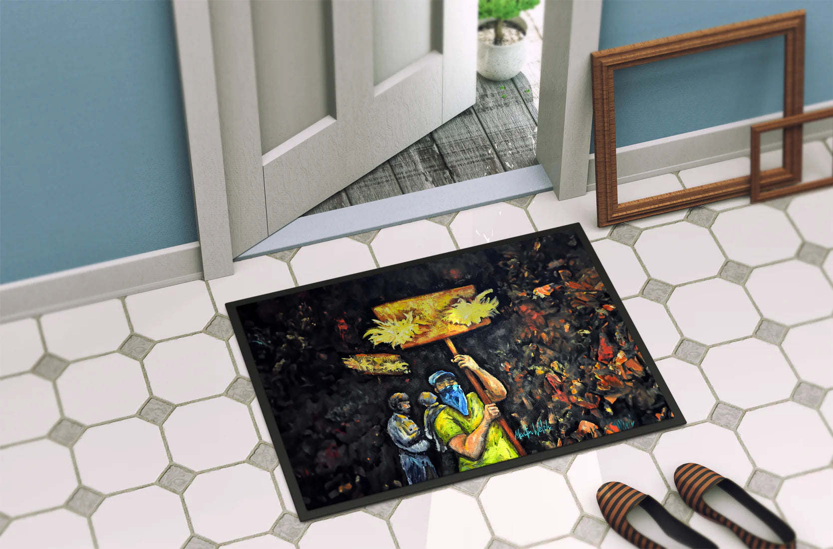 Turn up the Heat Mardi Gras Doormat