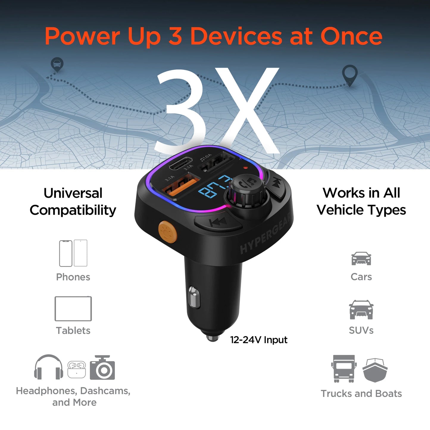 Hypergear Intellicast Road FM Transmitter Car Charger