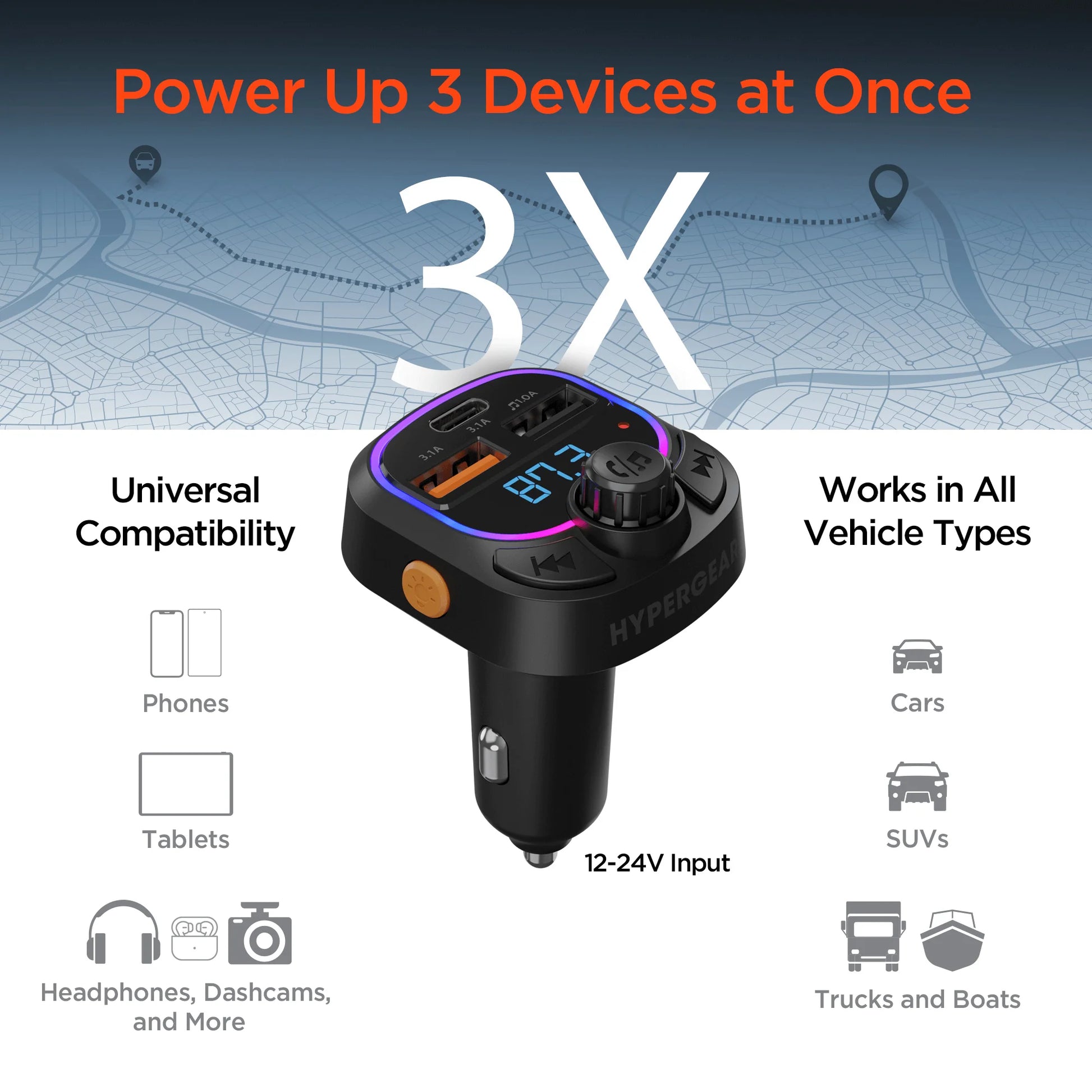 Hypergear Intellicast Road FM Transmitter Car Charger