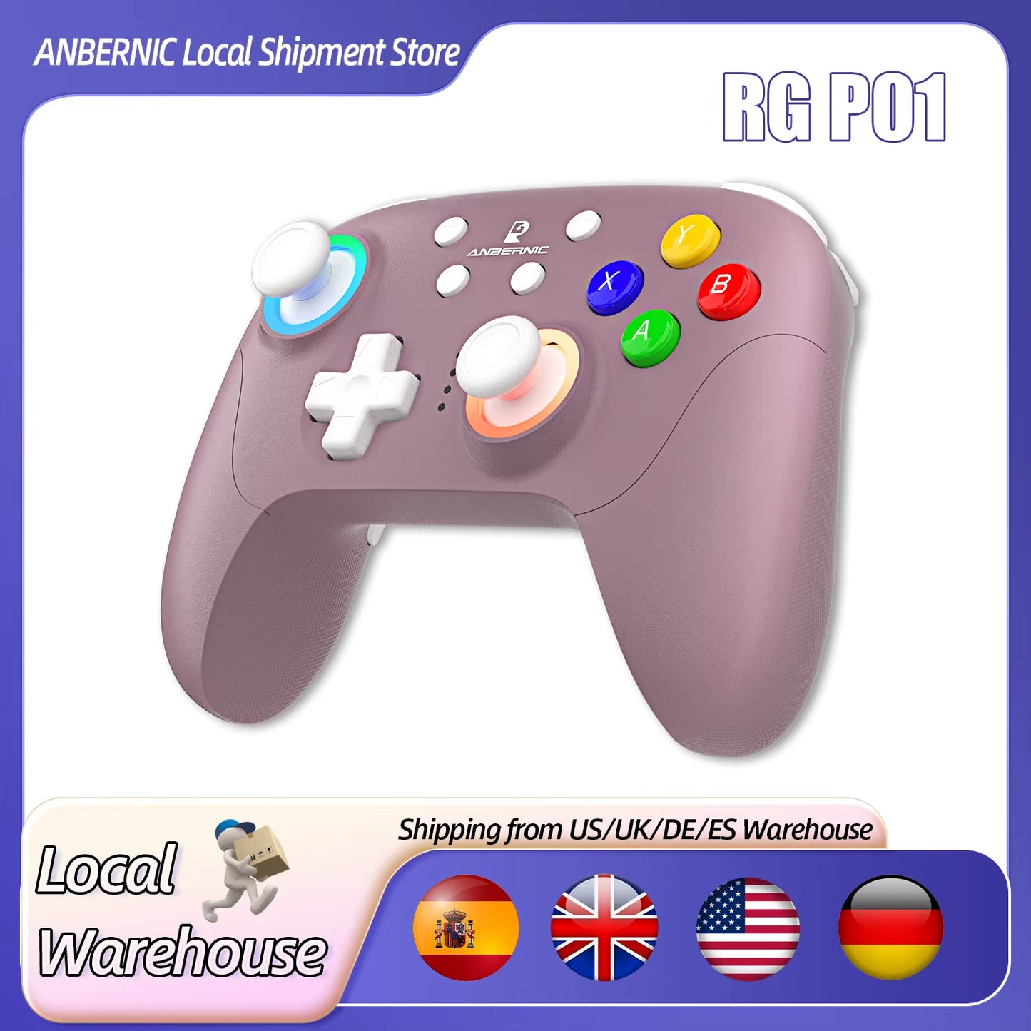 ANBERNIC RG P01 Gamepad Wireless Gaming Controller  Trigger Joystick Macro Key RGB Breathing Light for Switch PC Android IOS