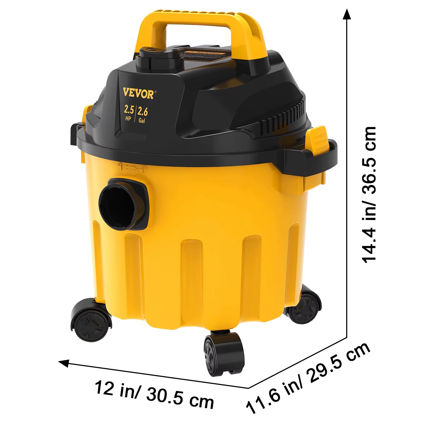 Wet Dry Vac 2.6 Gallon 2.5 Peak HP 3 in 1 Portable Shop Vacuum with Blowing Function Attachment Storage for Floor