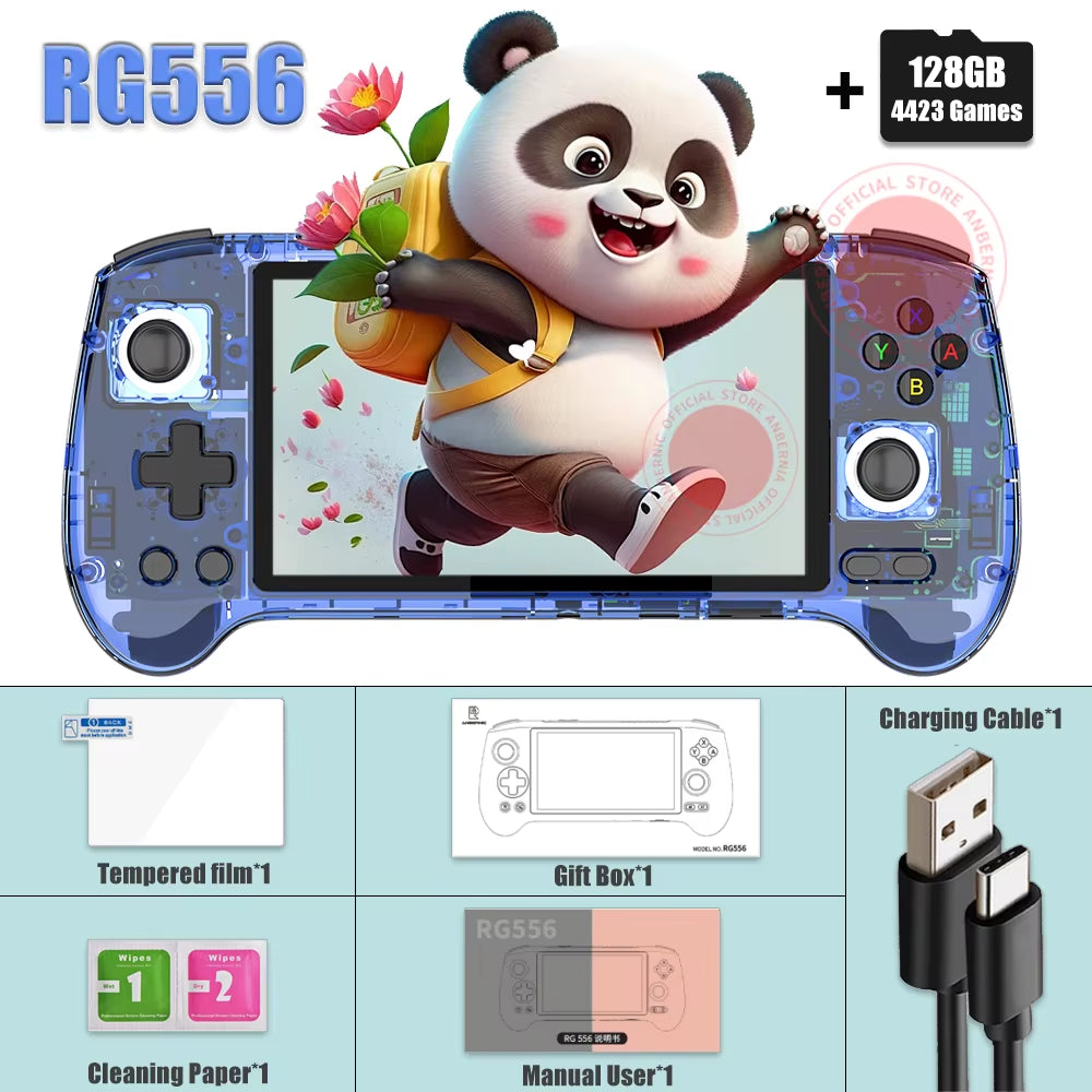RG556 Retro Handheld Game Console 64Bit Android 13 System Unisoc T820 5.48-Inch AMOLED Screen Hall Joystick Game Player
