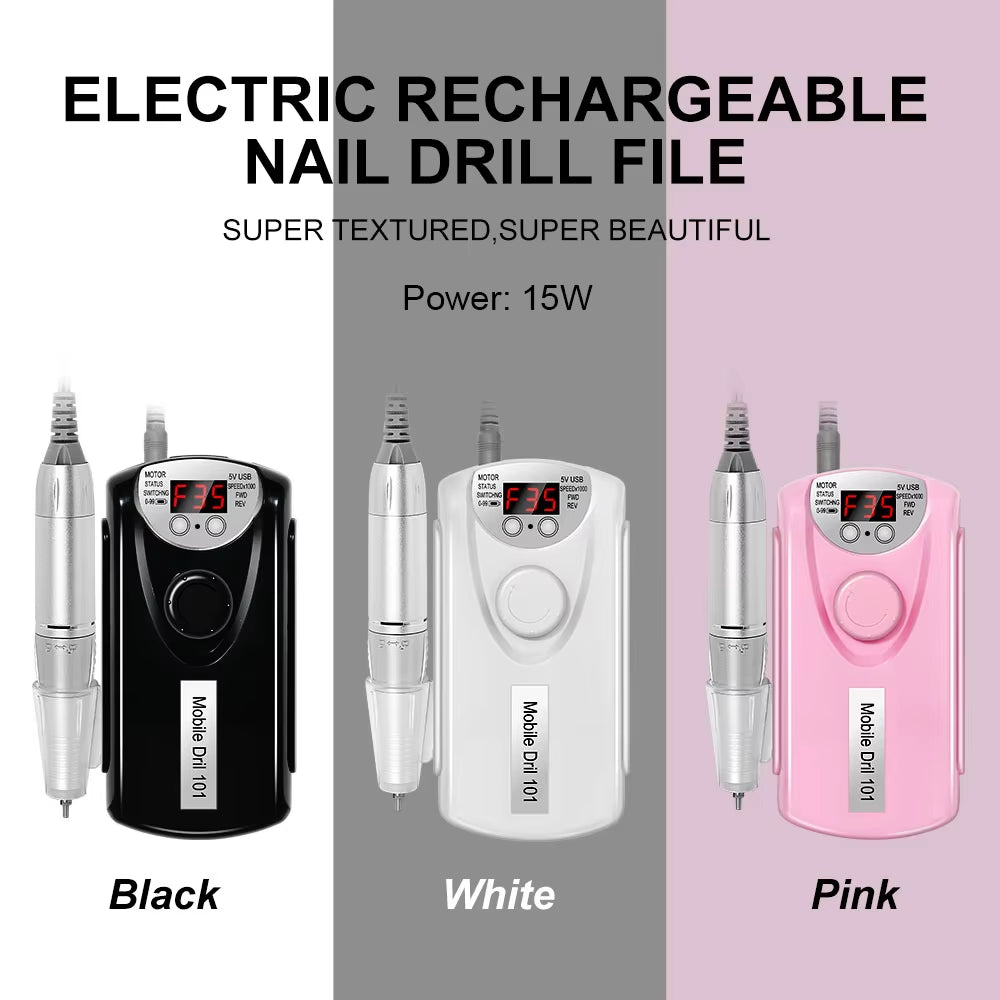 35000RPM Nail Drill Machine for Nails Rechargeable Manicure Low Noise Professional Electric Nail Drill Motor Polishe Sander Tool