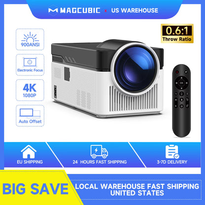 Ultra Short Throw HY450 Projector with Auto Offset 8K 4K 1080P 900ANSI BT5.4 Electronic Focus Wifi6 Allwinnerh716 Voice