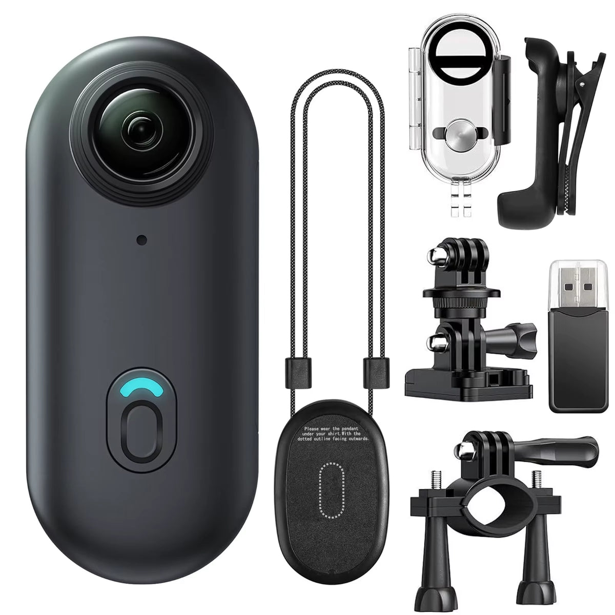 4K Mini WIFI Action Camera 128GB Thumb POV Portable Video Recorder with IPX7 Waterproof Camcorder Helmet Mount Vlogging (Black)