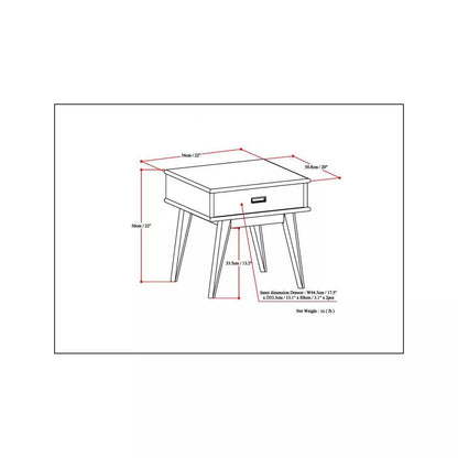 Tierney Mid Century End Table White